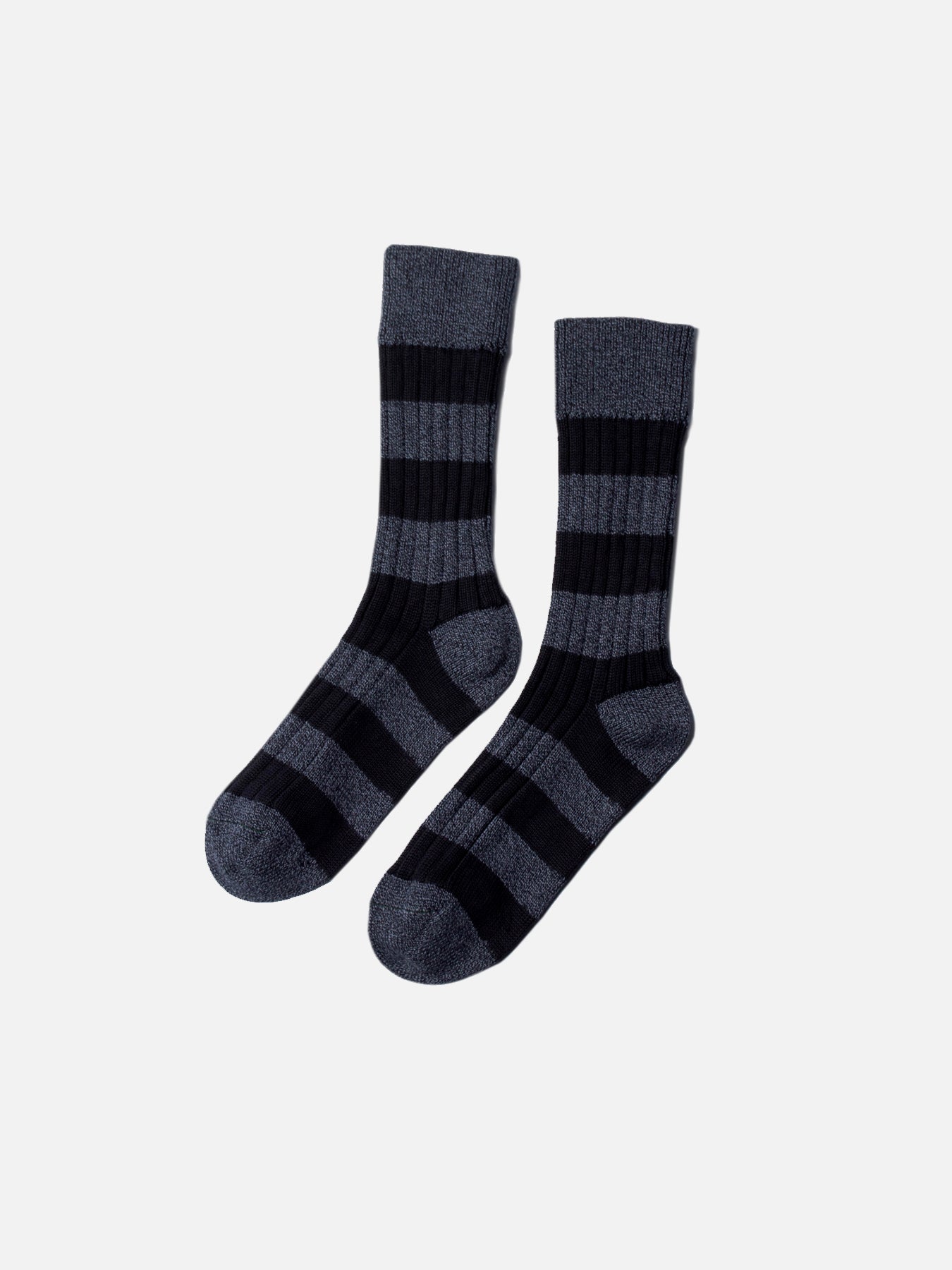 Hawick Cotton Socks in Black/Grey Stripe